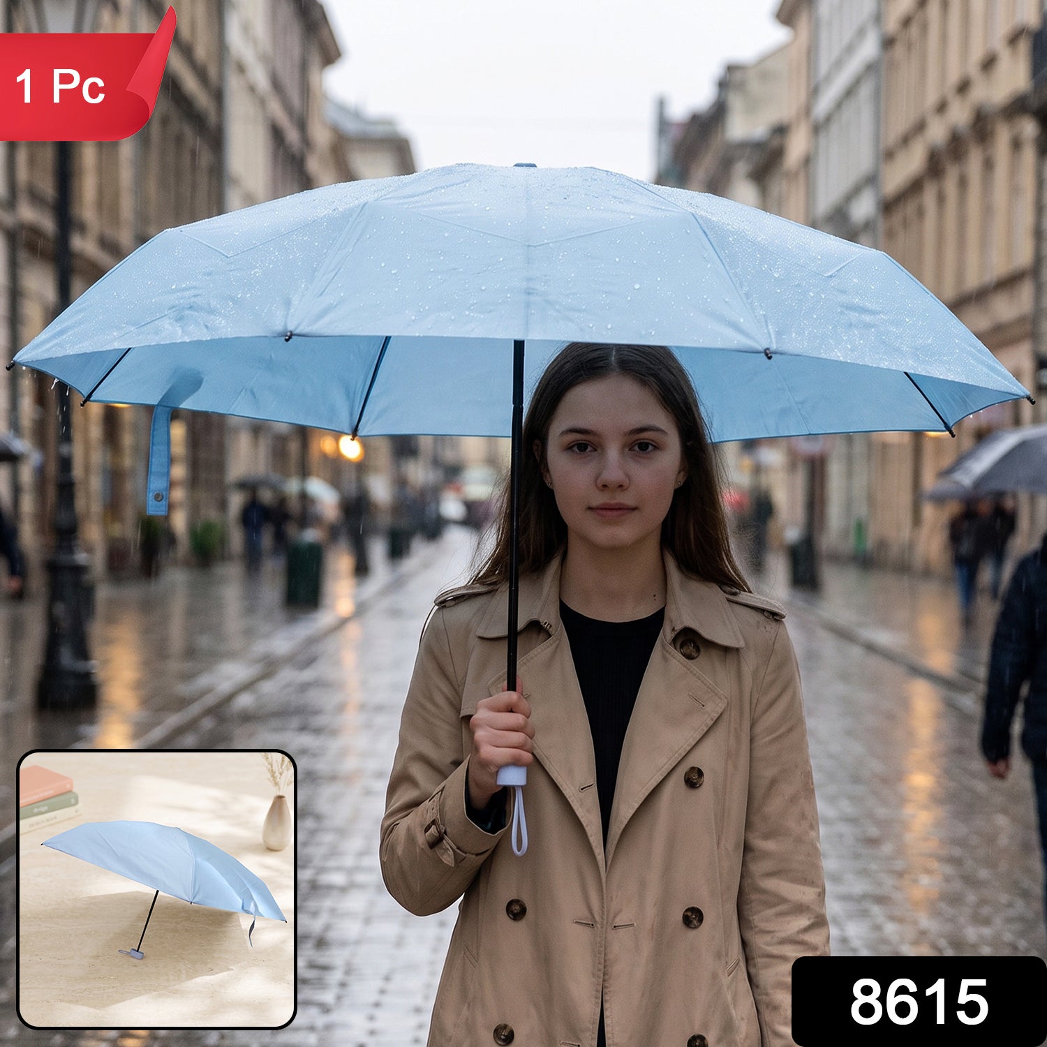 3 Fold Travel Umbrella Compact Foldable Sun and Rain Protection (1 Pc)