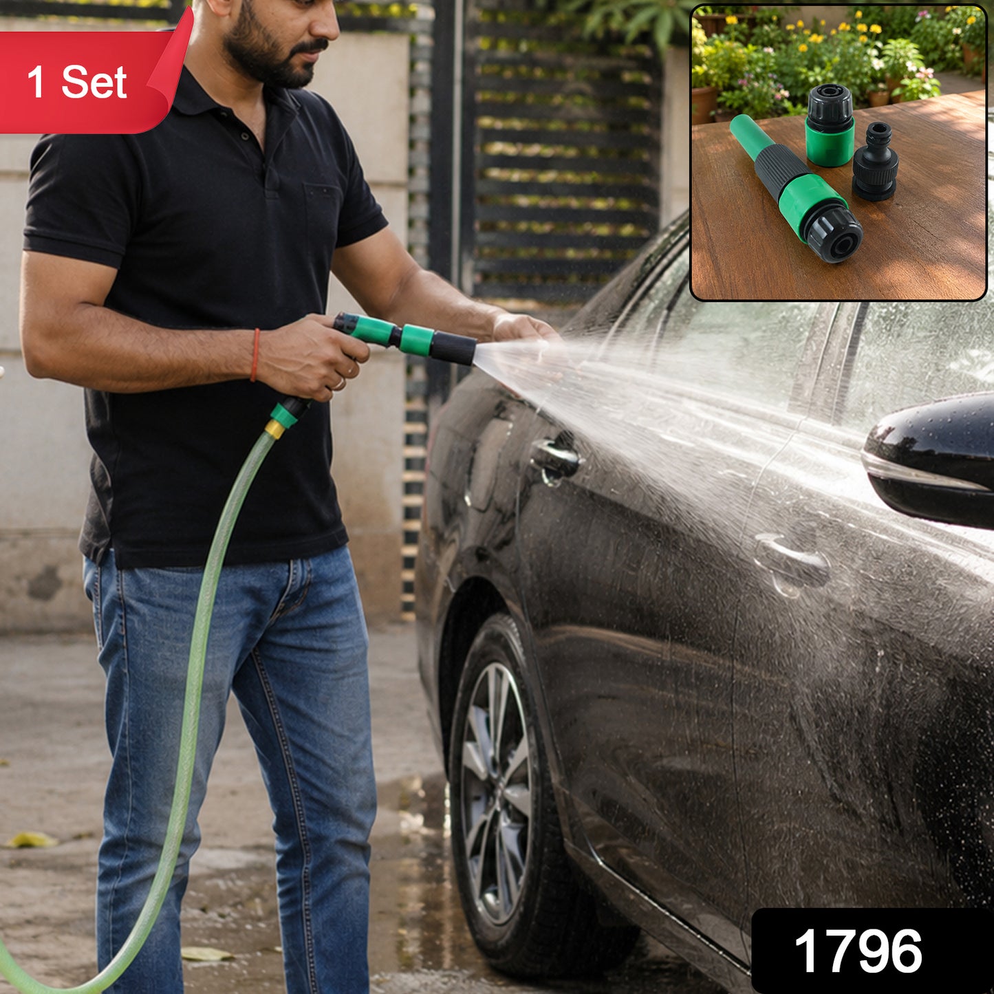 Garden Hose Nozzle Set – 4-Piece Durable Plastic | Grow Garden Tools