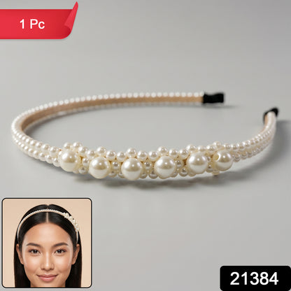 Pearl Beaded Designer Hairband for Women Stylish Headband (1 Pc)