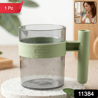 Transparent Plastic Cup with Handle Reusable Water Tea and Coffee Mug (1 Pc) view 2