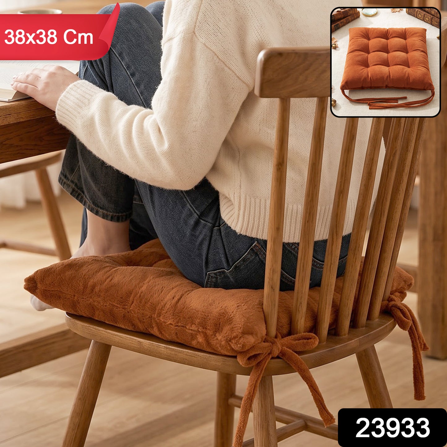 Comfortable Chair Cushion 38x38 Cm with Tie Straps Seat Pad (1 Pc)
