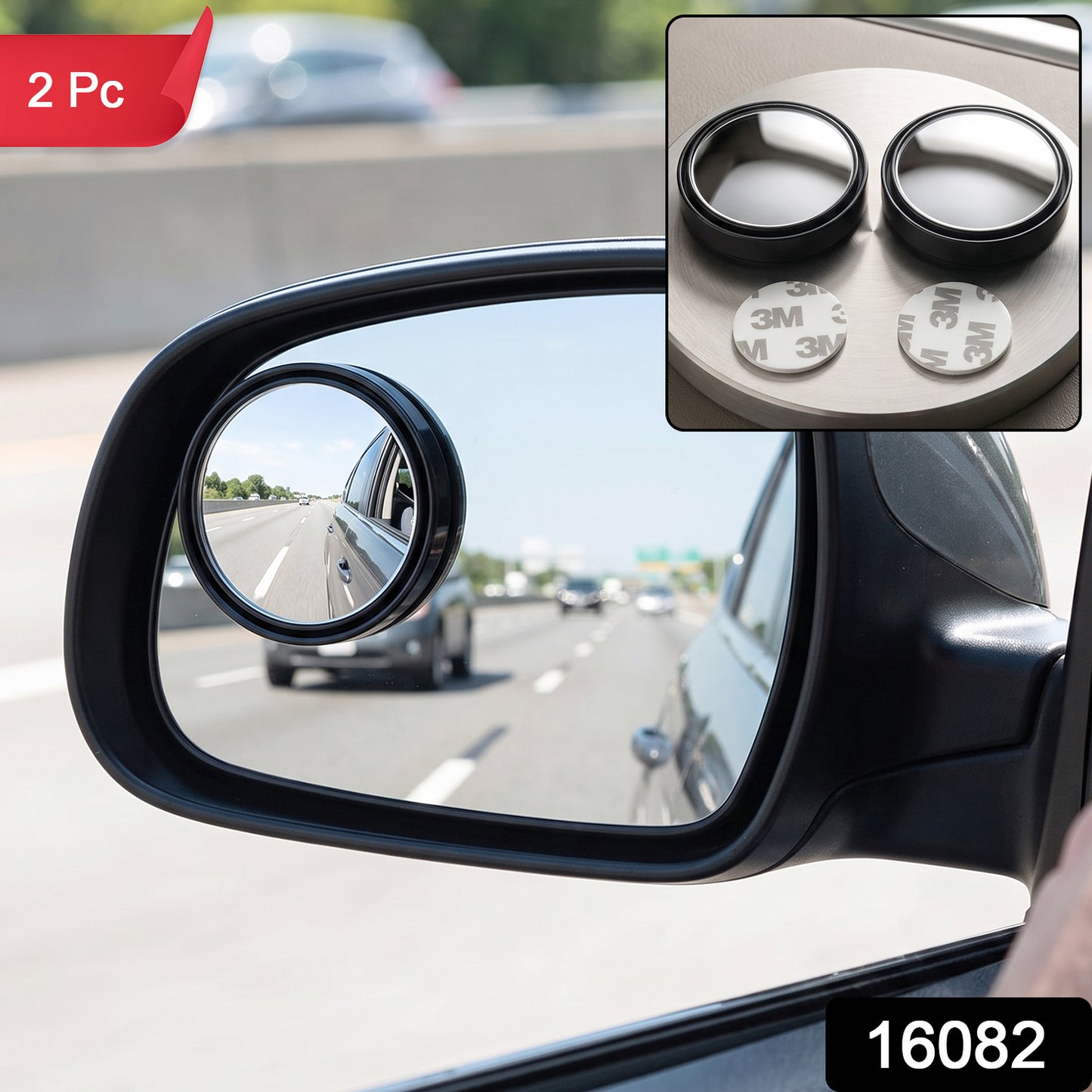 Round Blind Spot Mirror Wide Angle Rear View for Car 360 Degree (2 Pc Set)