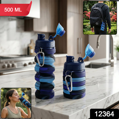Colorful Collapsible Silicone Water Bottle – 500ml Travel-Friendly