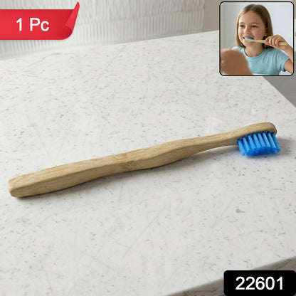 Close-up of sustainable wooden toothbrush