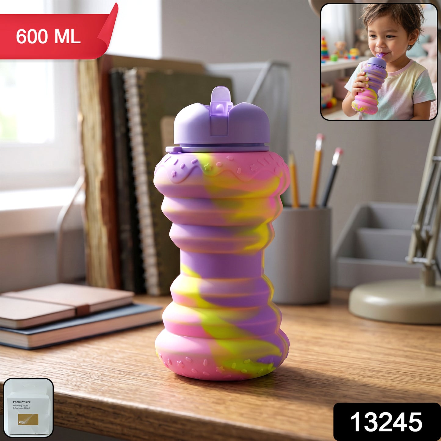 Collapsible Silicone Water Bottle for sports and travel