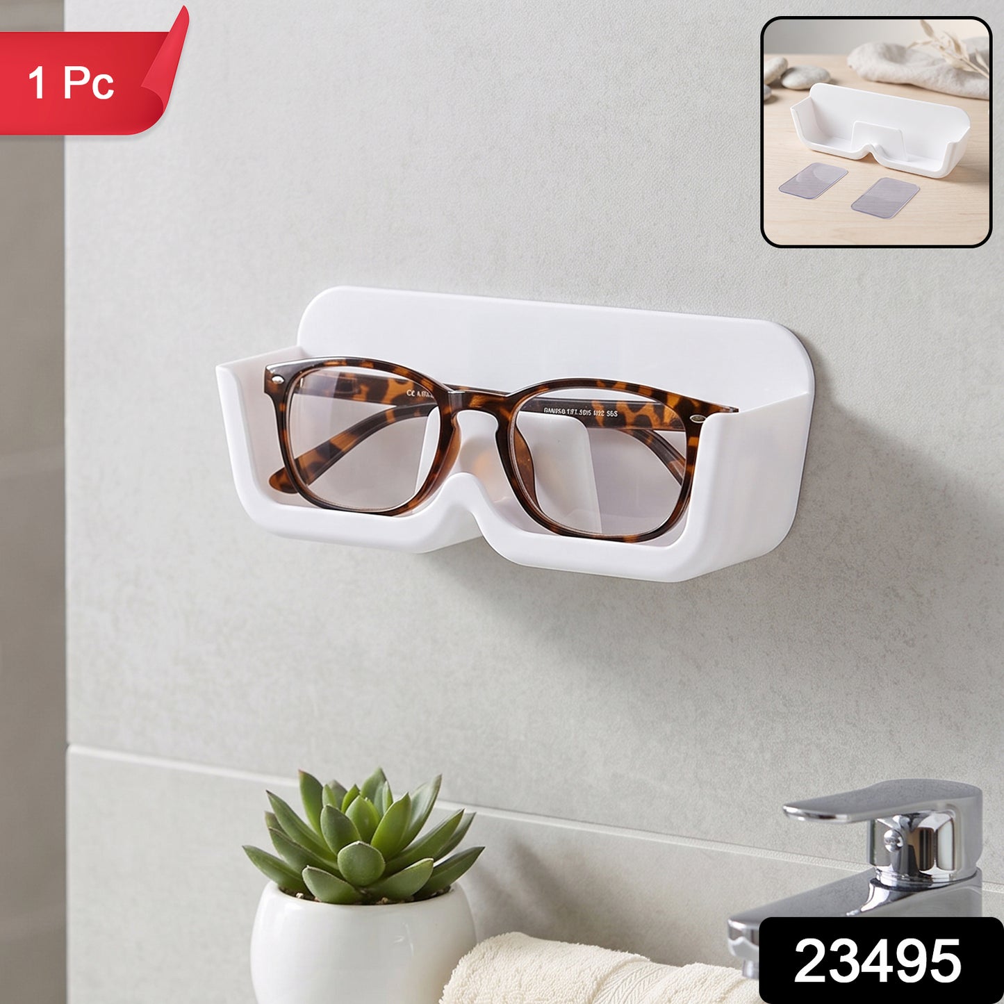 Plastic Sunglasses Holder Stand Wall Mounted Eyewear Rack Adhesive (1 Pc)