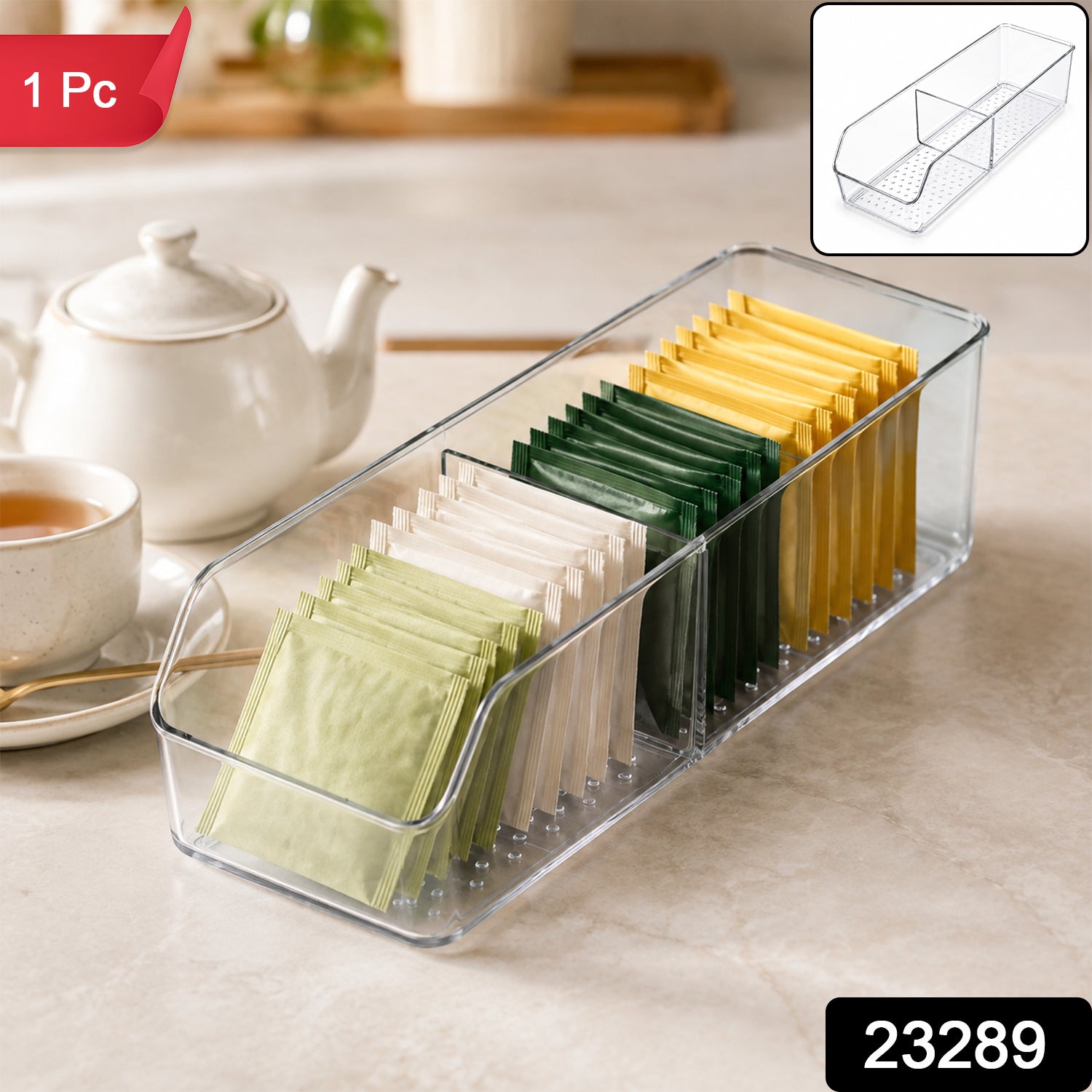 Transparent plastic tea bag storage organizer 1