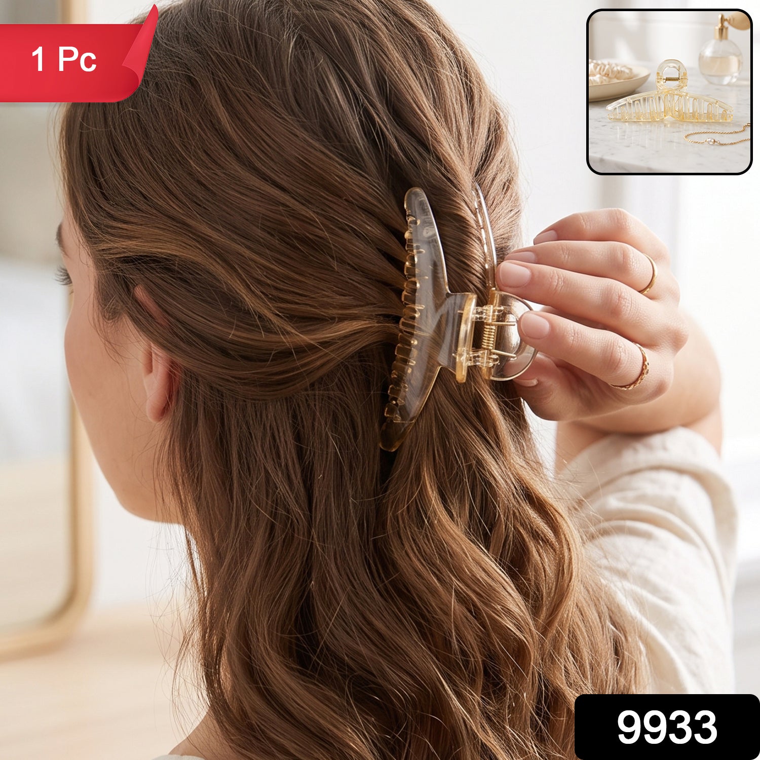 Stylish Plastic Hair Clip Transparent Claw Clutcher for Women (1 Pc)