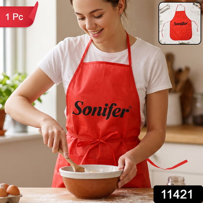 Reusable Cooking Apron with Front Pocket and Adjustable Neck Strap (1 Pc)