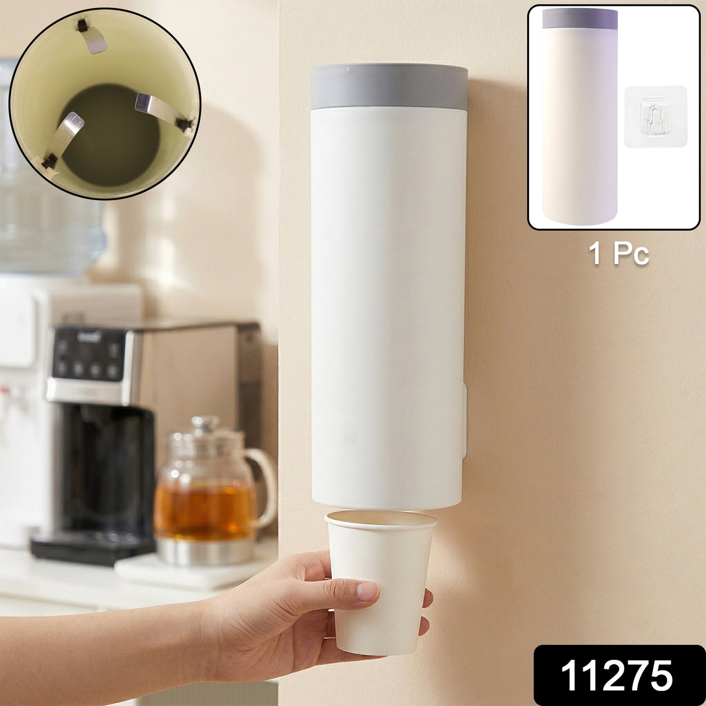 Paper cup dispenser in modern kitchen