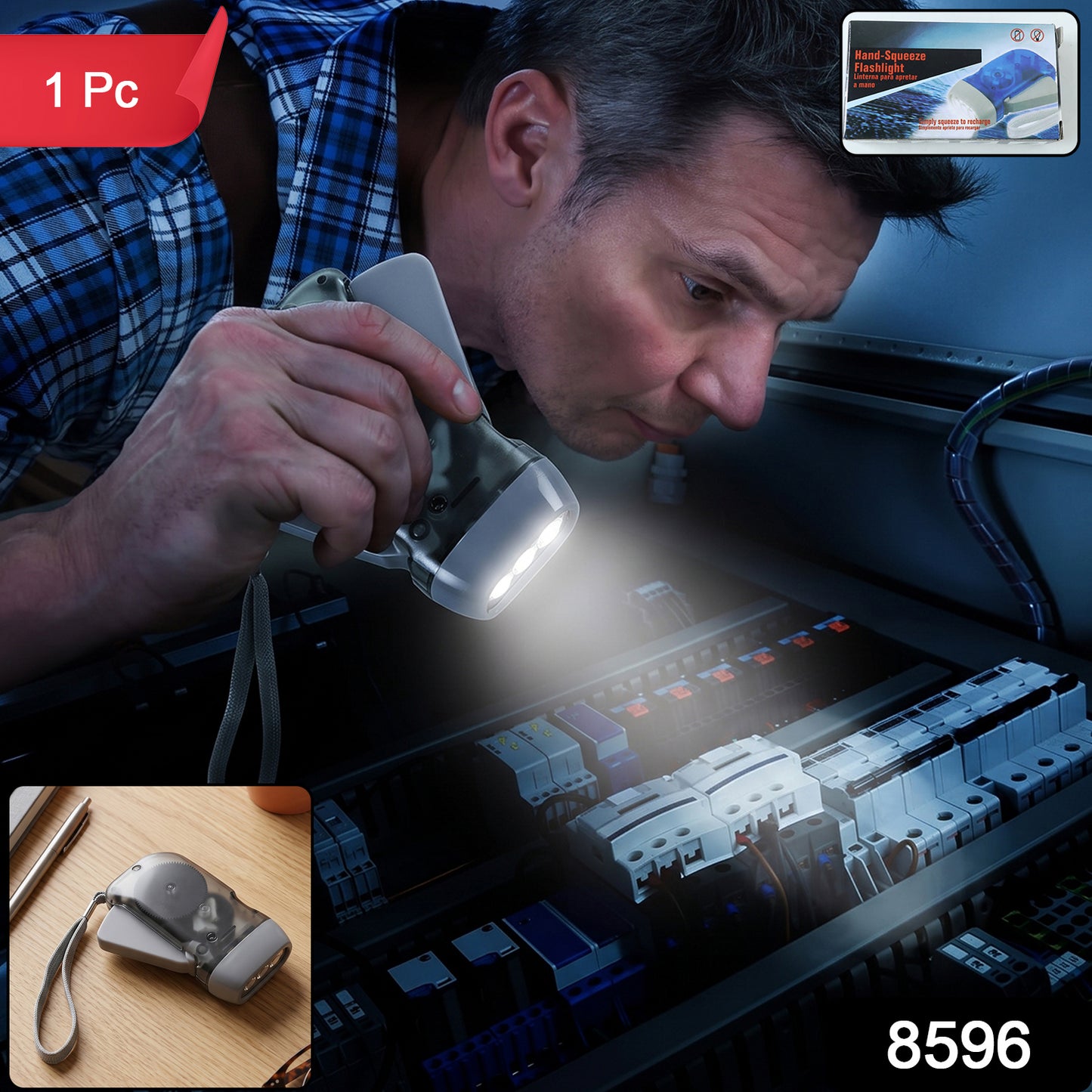 Hand Press Torch – Battery-Free 3-LED Flashlight for Camping