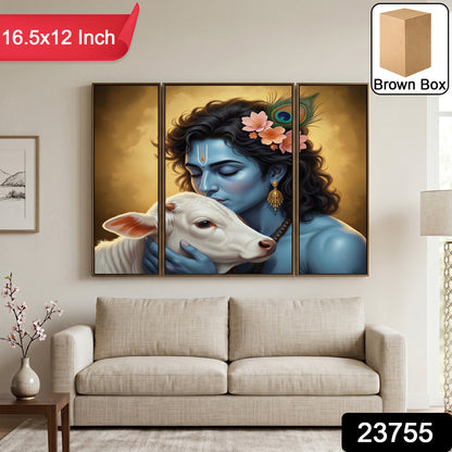 Krishna with cow MDF art