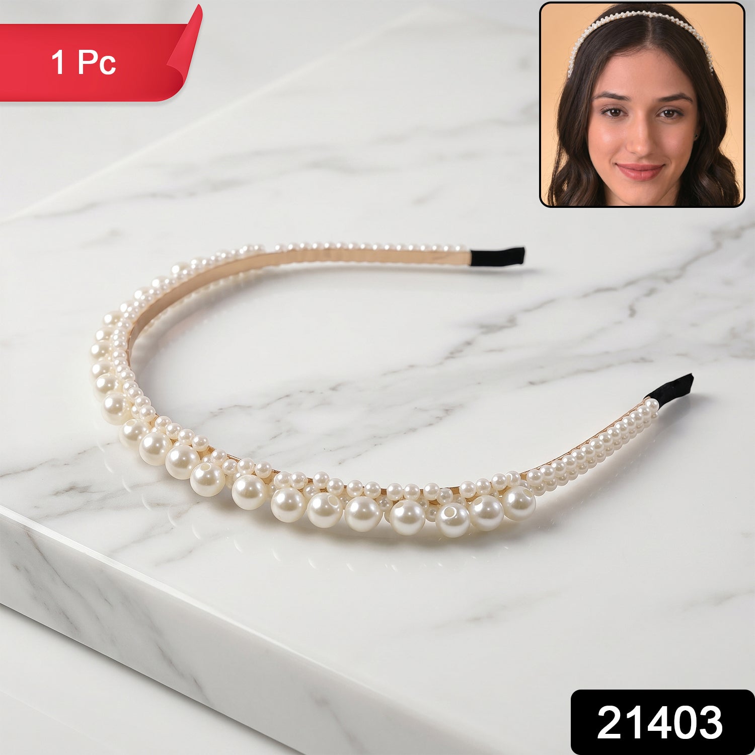Hairband styled on model