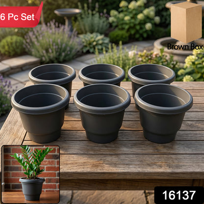 Set of six sturdy plastic planters for herbs, flowers, and succulents