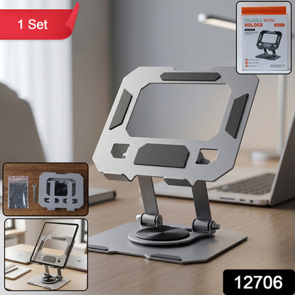 Laptop and tablet supported by metal adjustable stand
