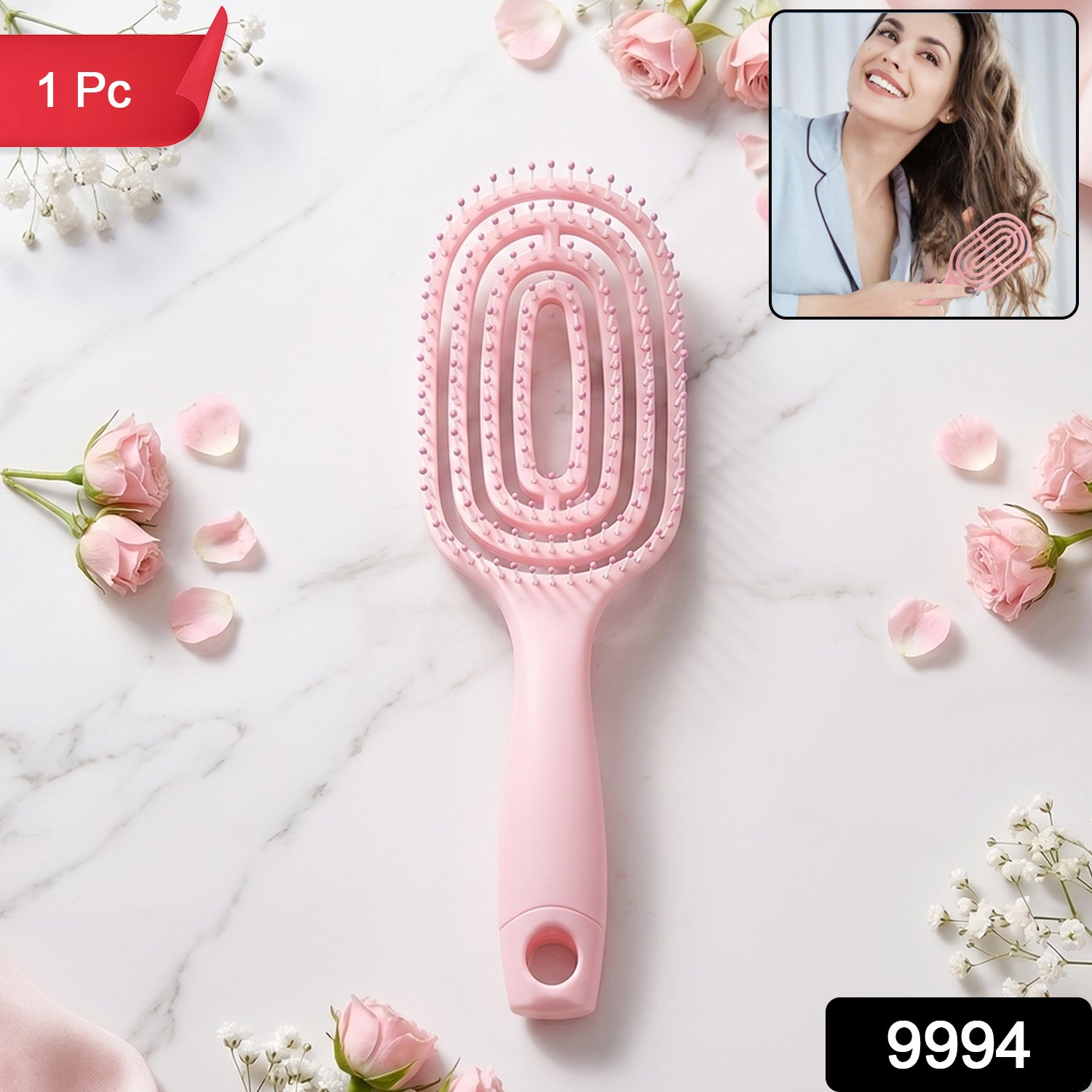 Curved Vented Styling Massage Hair Brush Detangling Comb for Men and Women (1 Pc)