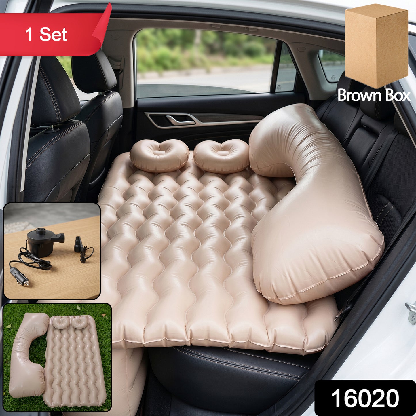 Portable car travel mattress setup