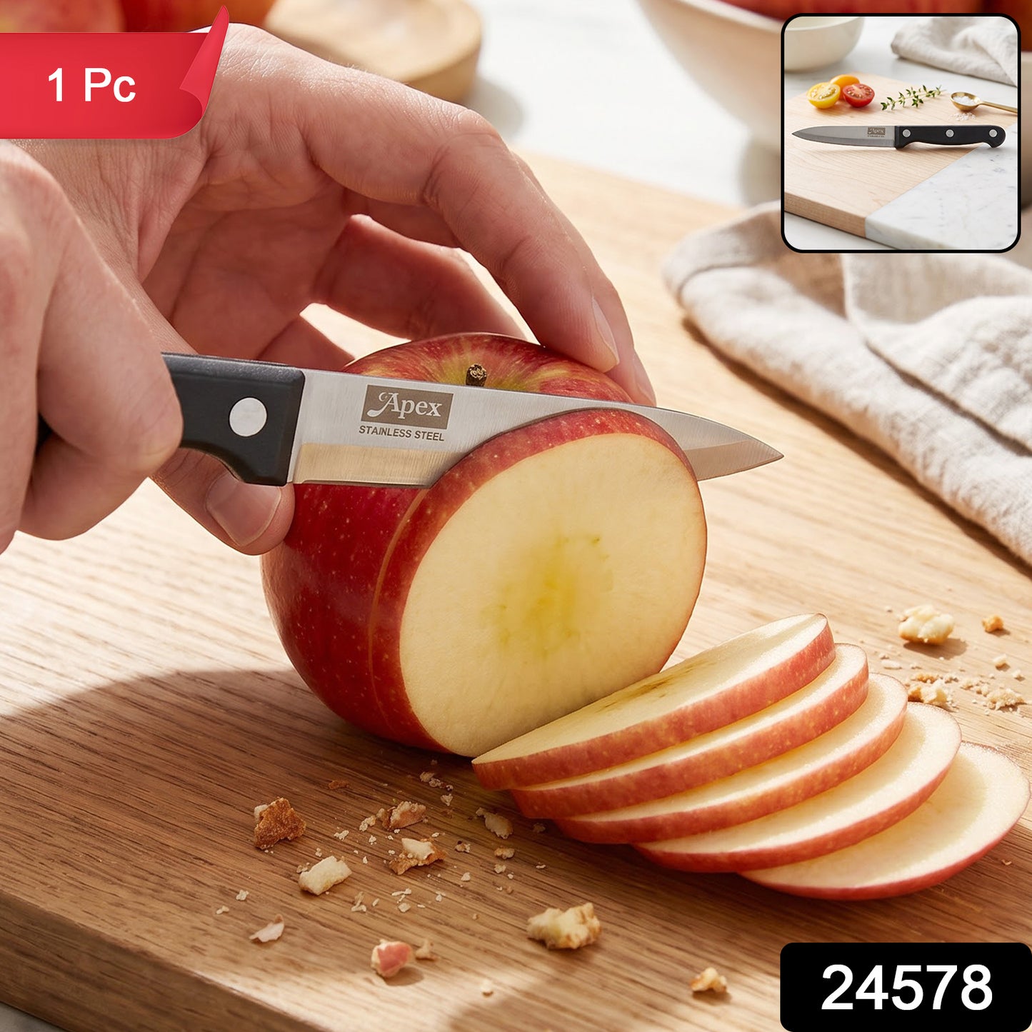 Apex Stainless Steel Fruit Knife with Riveted Handle Paring Knife (1 Pc)