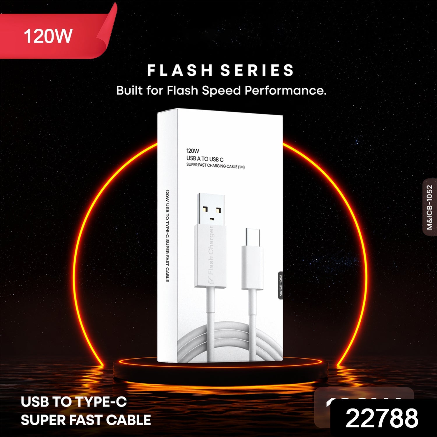Flash Series 120W USB to Type C Super Fast Charging Cable (1 Mtr)