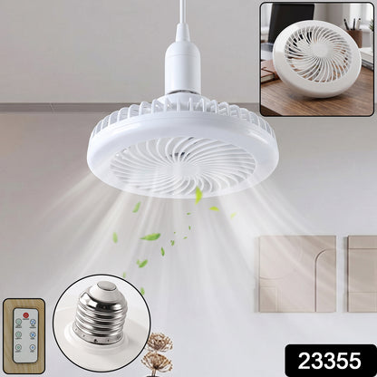 Remote Control Ceiling Fan with Light, E27 Socket LED Lamp Fan for Home (1 Set)