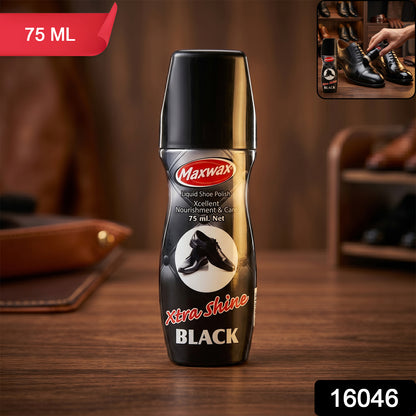 Maxwax black liquid shoe polish packaging