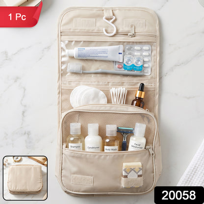 Premium Foldable Travel Pouch Bag Hanging Toiletry Organiser Kit (1 Pc)