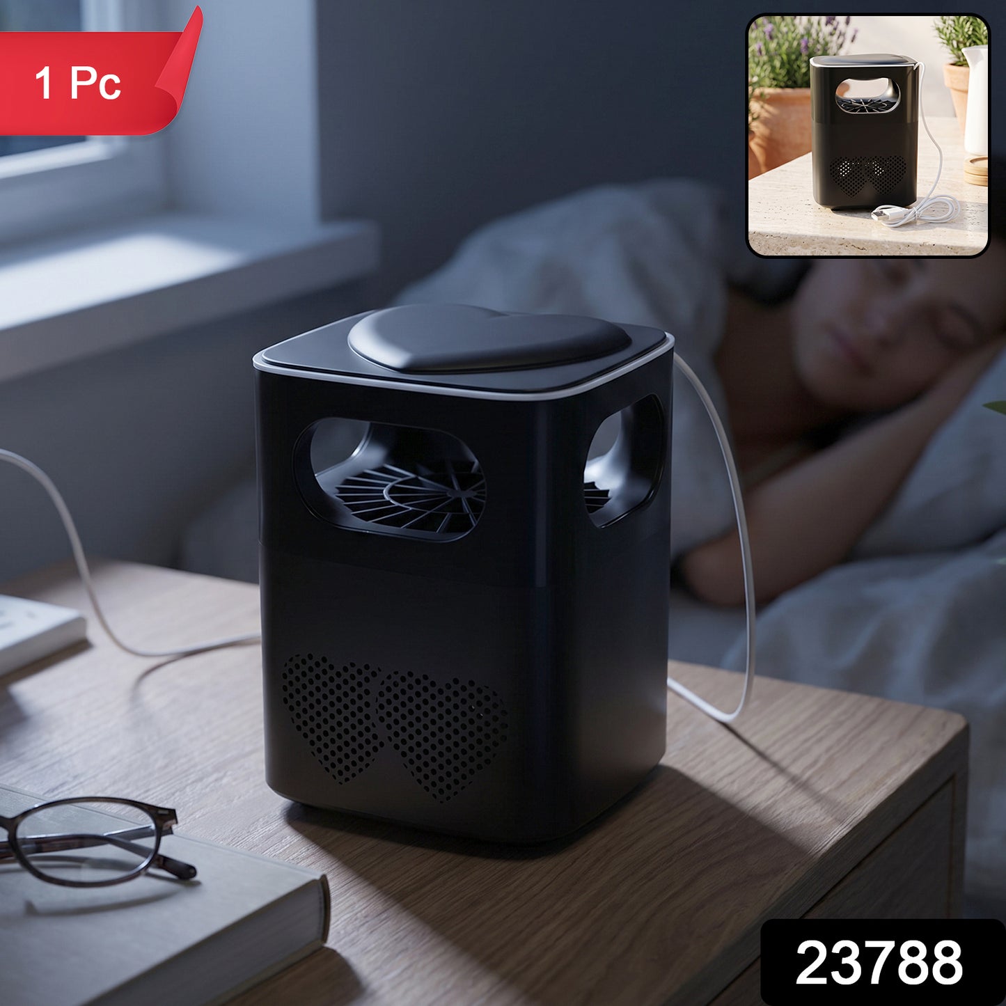 USB Electric Mosquito Killer Trap Lamp with Suction Fan for Bedroom (1 Pc)