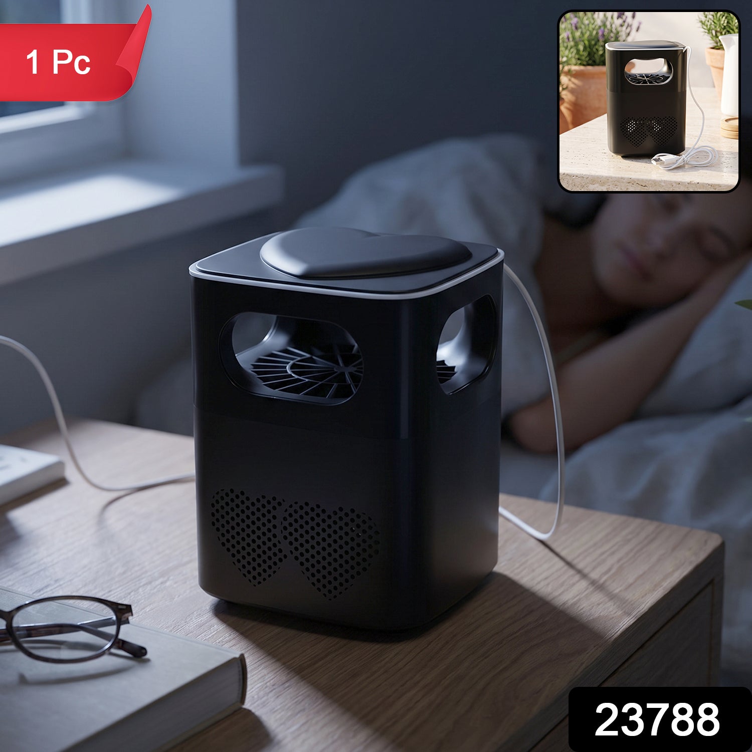 USB Electric Mosquito Killer Trap Lamp with Suction Fan for Bedroom (1 Pc)