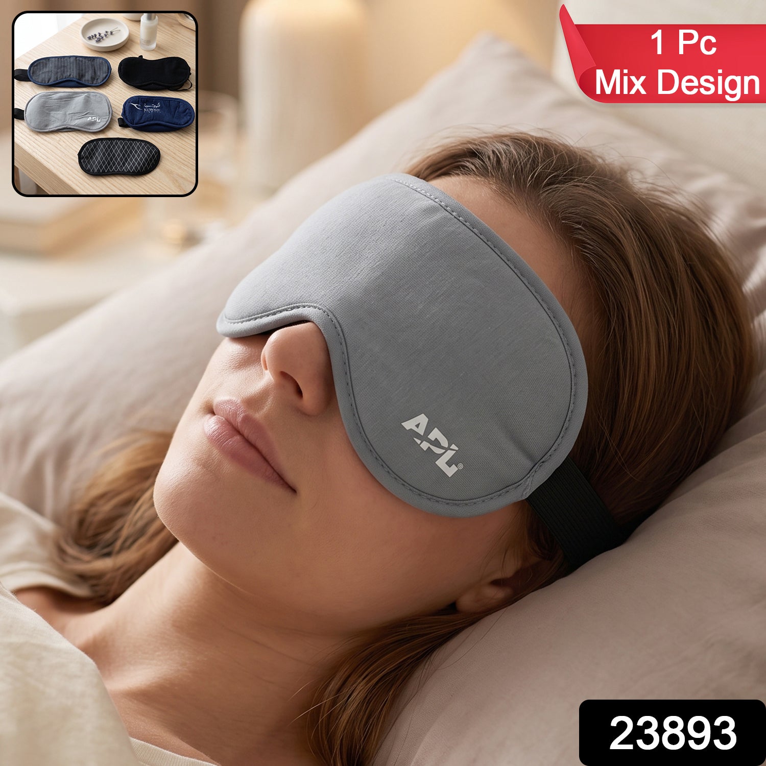 Soft Sleeping Eye Mask for Travel Home and Night Rest Mix Design (1 Pc)