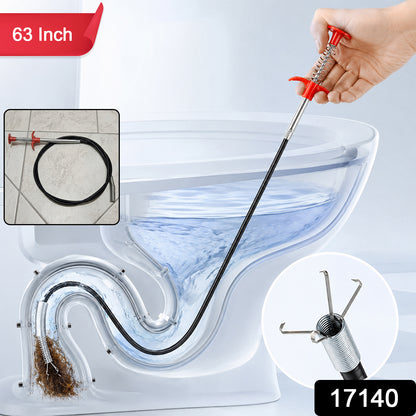Premium Spring Drain Dredging Tool 63 Inch Sink Cleaner Claw Grabber (1 Pc)