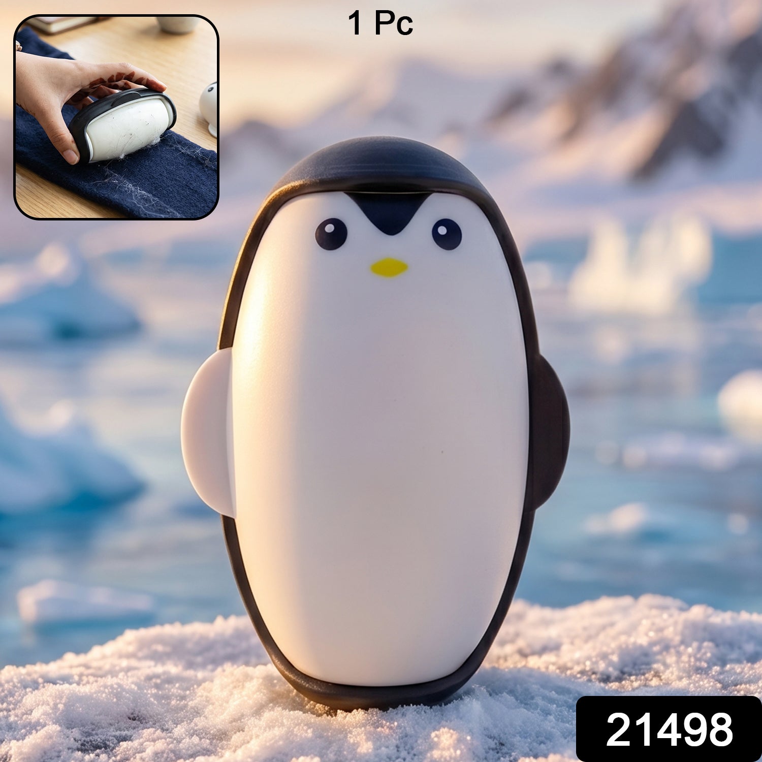 Lint remover brush with penguin design