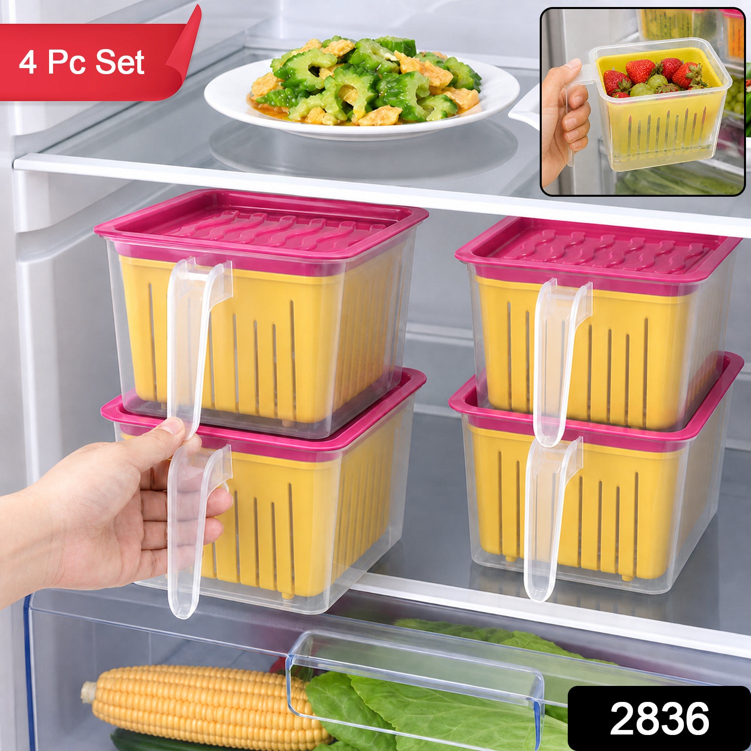 Fridge Storage Containers – 4 Pcs Plastic Set | Organivo