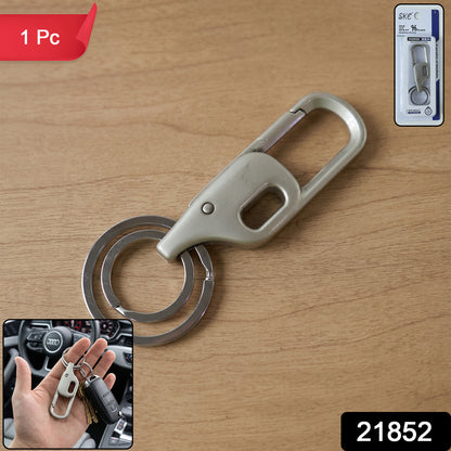 Stylish metal keychain with smooth key ring for multiple keys