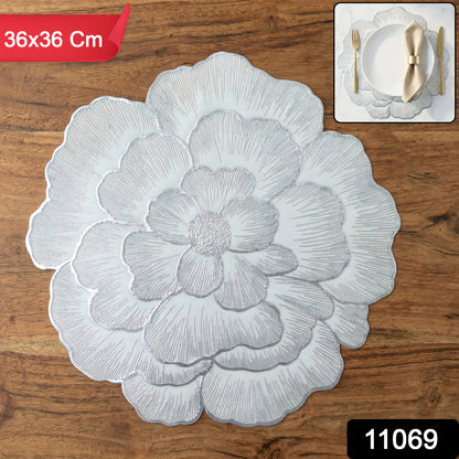 Round floral table placemat close-up