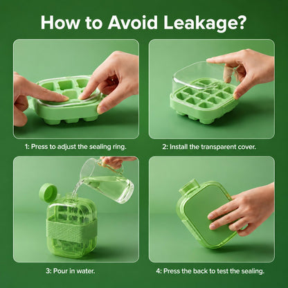 Leakproof Ice Cube Tray Bottle with Straw & Silicone Sleeve