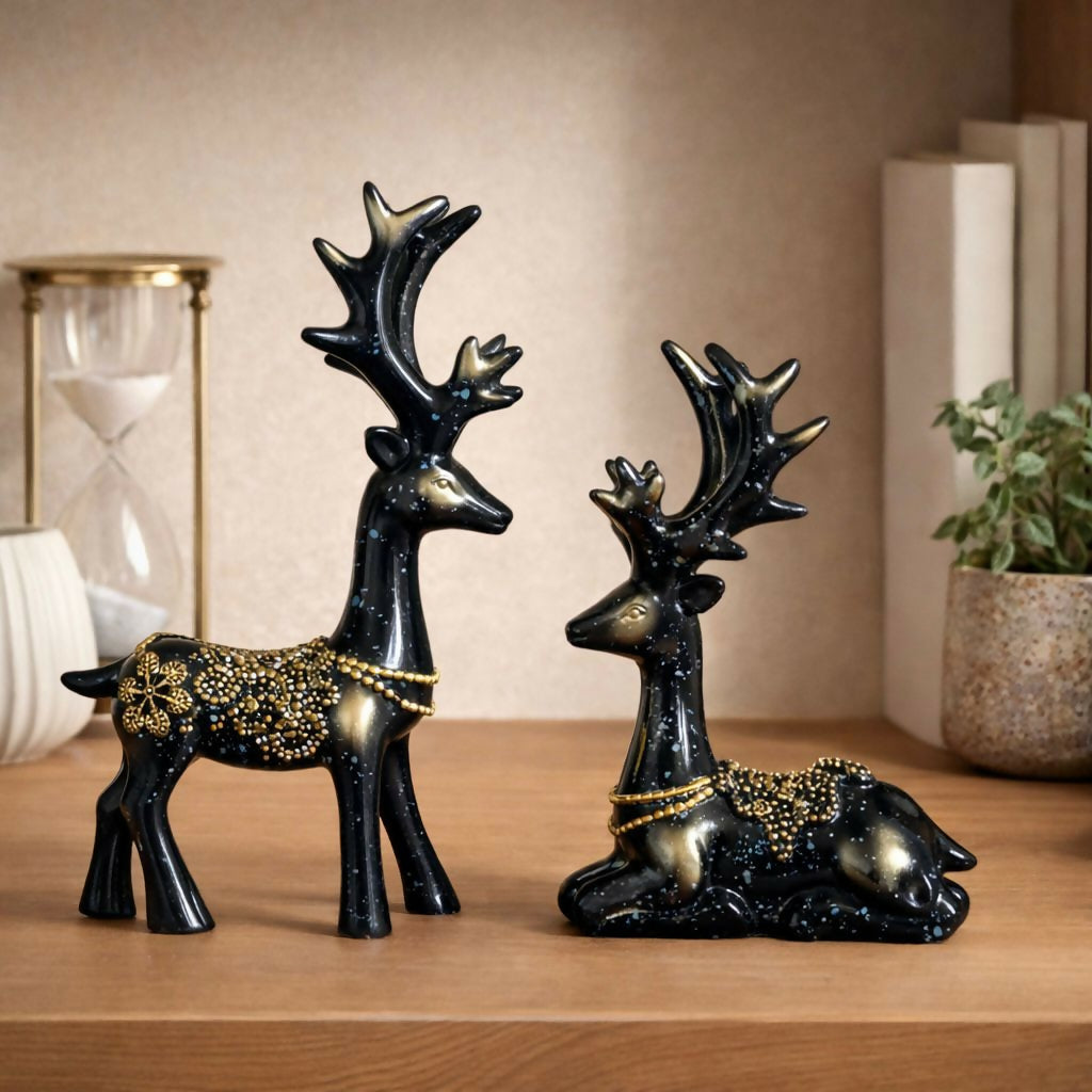 Decorative Deer Showpiece Set for Home, Table & Living Room Decor