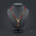 Elegant Red Bead Mangalsutra Necklace with Gold-Tone Pendant for Women