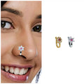 Non-Piercing CZ Nose Clip Set – Elegant Flower & Gold Pave Hoop