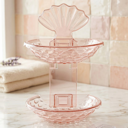 2 In 1 Double Layer Plastic Soap Dish Holder Wall Mounted Self Adhesive (1 Pc)