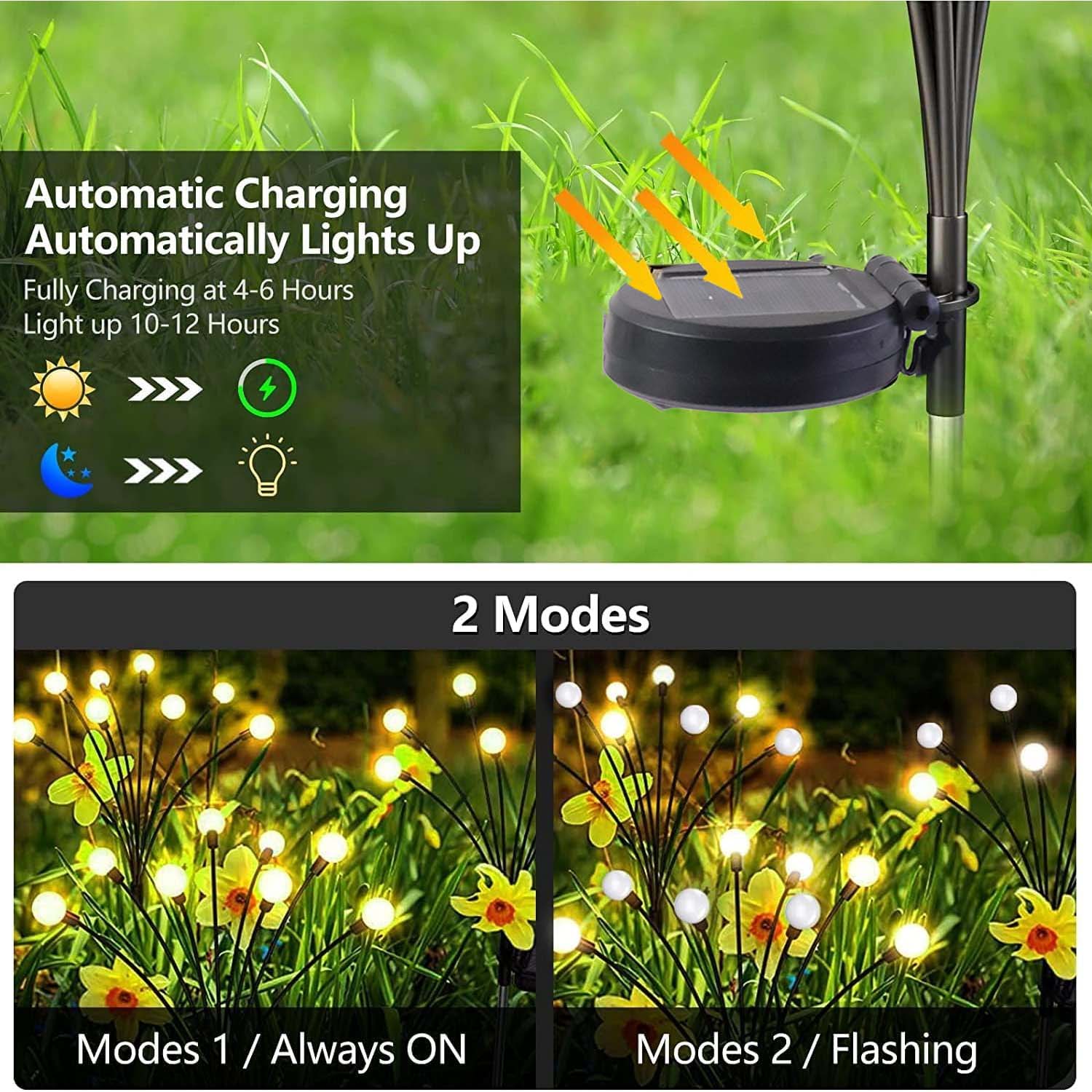 2 Pc Solar LED Garden Stake Firework Lights