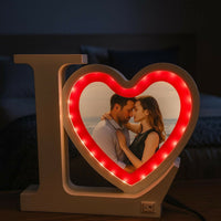 Love Heart LED Photo Frame and mirror with Red Light for Couples & Romantic Gifting
