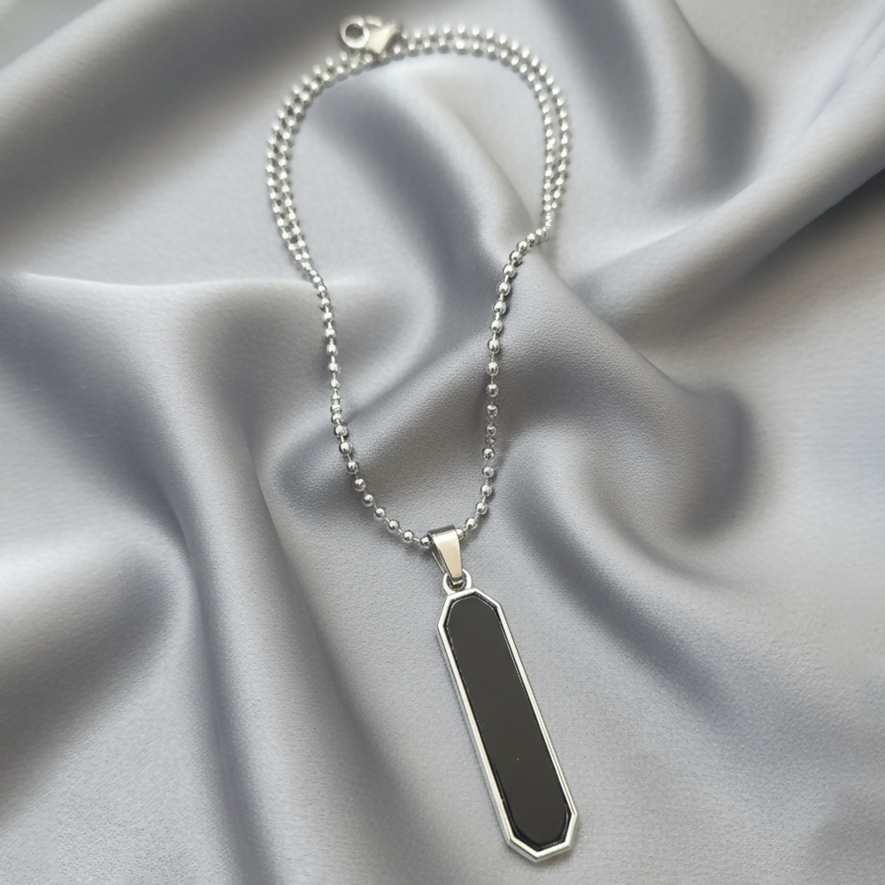 Minimalist Black Inlay Rectangular Pendant for Men