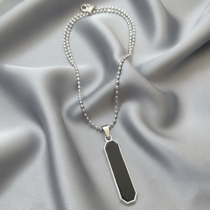 Minimalist Black Inlay Rectangular Pendant for Men