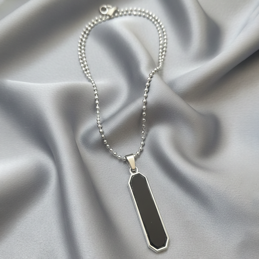 Minimalist Black Inlay Rectangular Pendant for Men