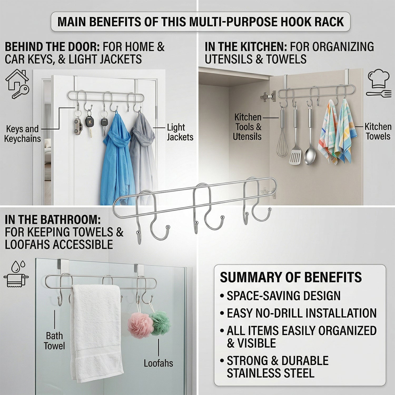 wall mount hanging hook rack