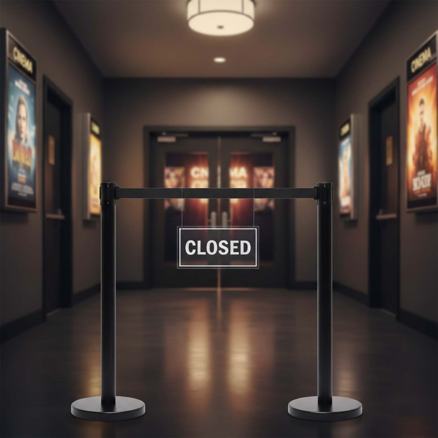 Heavy Duty Retractable Belt Crowd Control Pole with Sturdy Base – 1 Pc