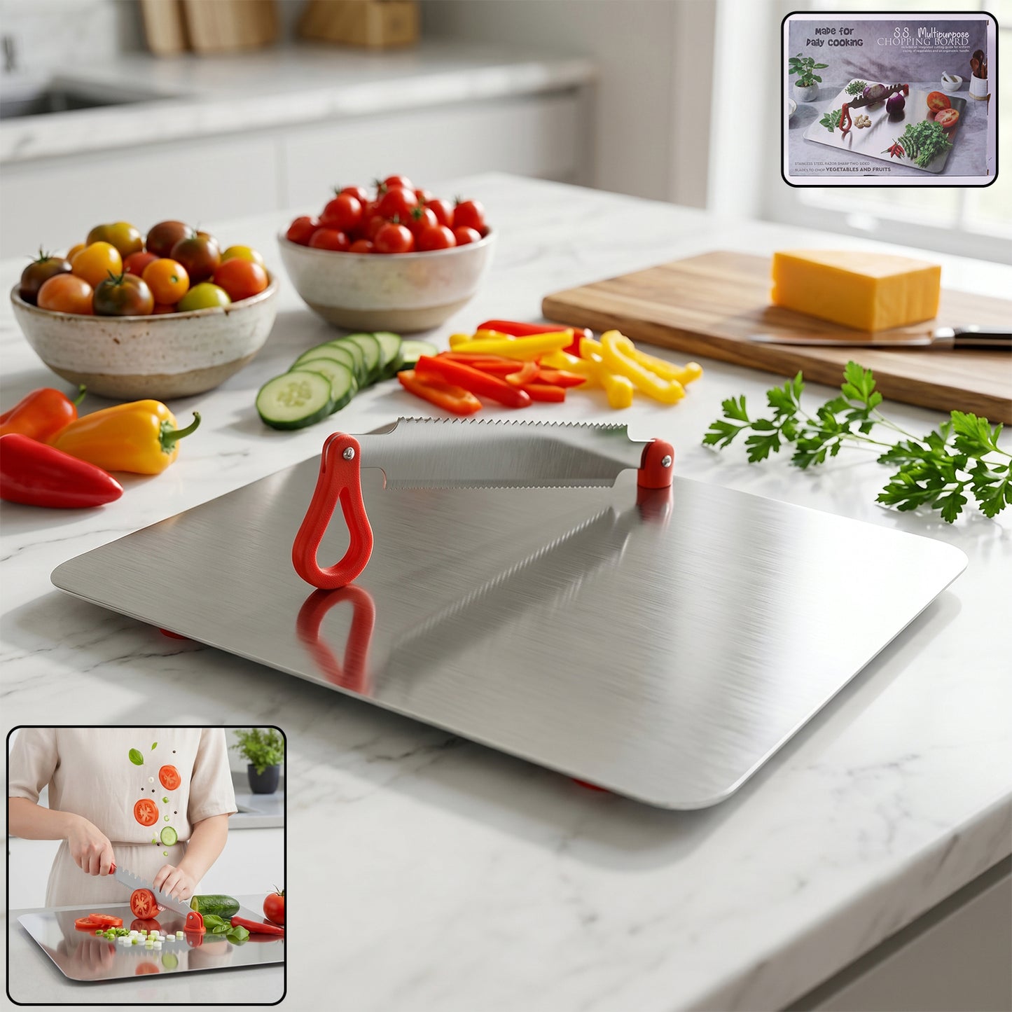 Stainless Steel Multipurpose Chopping Board – Hygienic & Durable for Kitchen