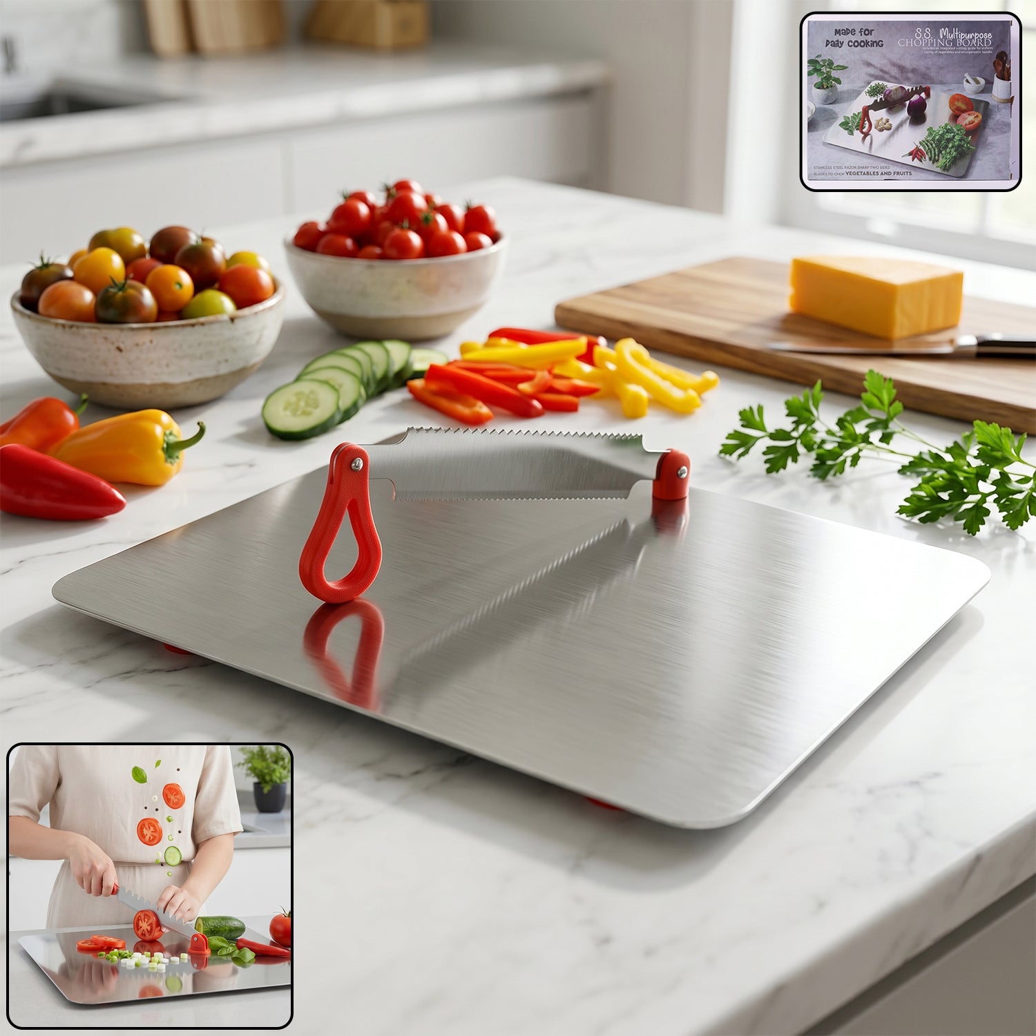Stainless Steel Multipurpose Chopping Board – Hygienic & Durable for Kitchen