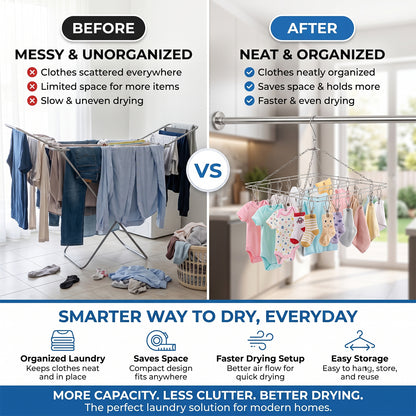 Stainless Steel Square Multi Clip Drying Hanger for Socks, Baby Clothes (1 Set)