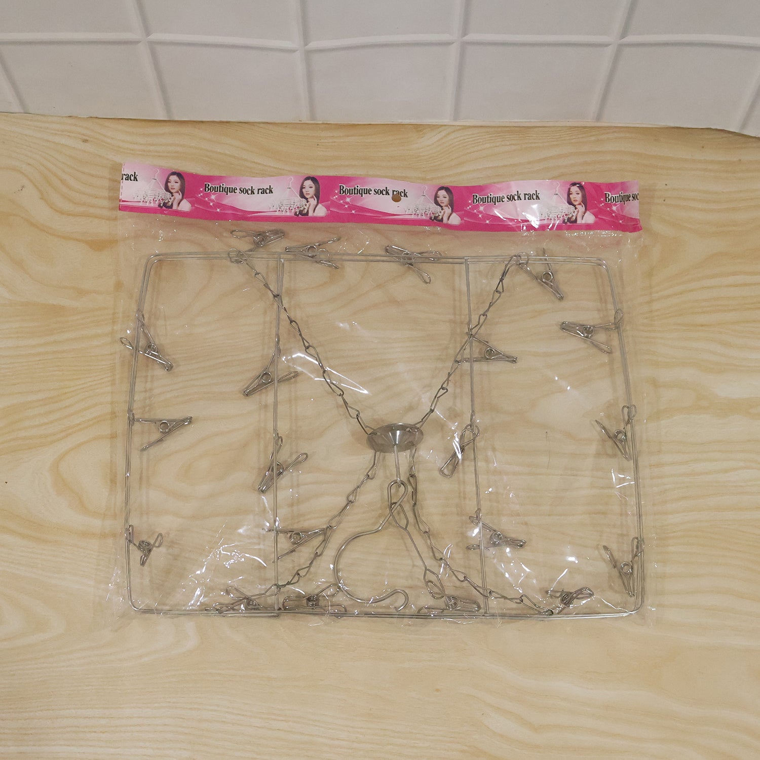 Stainless Steel Square Multi Clip Drying Hanger for Socks, Baby Clothes (1 Set)